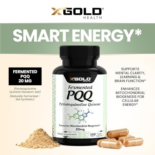 X Gold Health PQQ 20 mg, 120 Kapseln – Pyrrolochinolinchinon zur Förderung neuer Mitochondrien, glutenfrei, nicht-GVO, vegetarisch