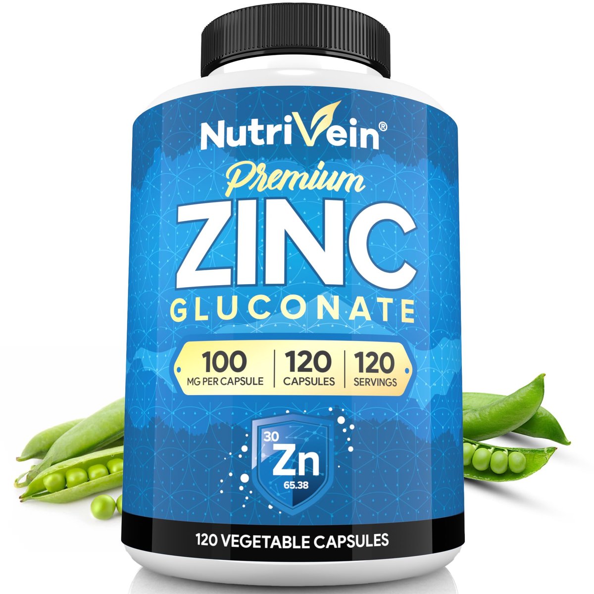 Nutrivein Premium Zinkgluconat 100 mg – 120 Kapseln: Hoch bioverfügbares Zinkpräparat für das allgemeine Wohlbefinden