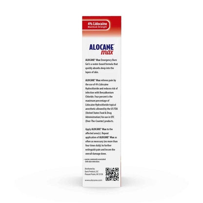 ALOCANE Max Maximum Strength Notfall-Brandgel mit Lidocain und Antiseptikum, 4% Lidocain, schnelle Schmerz- und Juckreizlinderung, Sonnenbrandlinderung, Schnitte, Schürfwunden, Erste-Hilfe-Brandversorgung, 118 ml