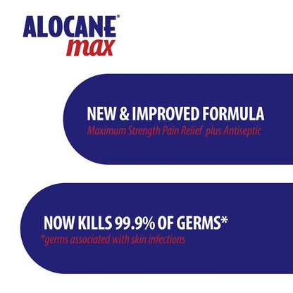 ALOCANE Max Maximum Strength Notfall-Brandgel mit Lidocain und Antiseptikum, 4% Lidocain, schnelle Schmerz- und Juckreizlinderung, Sonnenbrandlinderung, Schnitte, Schürfwunden, Erste-Hilfe-Brandversorgung, 118 ml