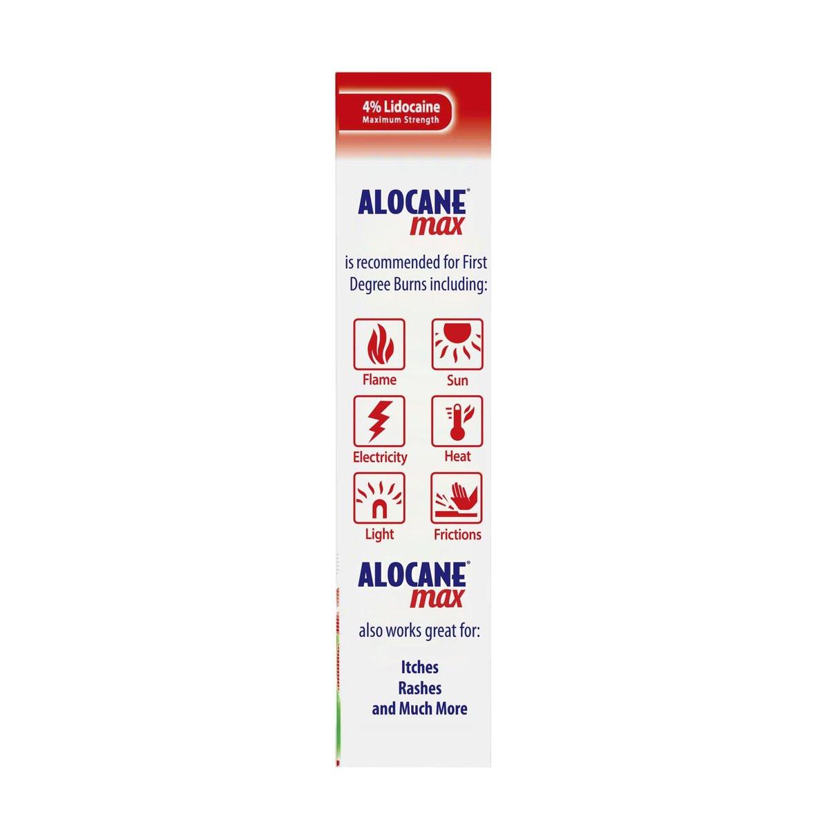 ALOCANE Max Maximum Strength Notfall-Brandgel mit Lidocain und Antiseptikum, 4% Lidocain, schnelle Schmerz- und Juckreizlinderung, Sonnenbrandlinderung, Schnitte, Schürfwunden, Erste-Hilfe-Brandversorgung, 118 ml