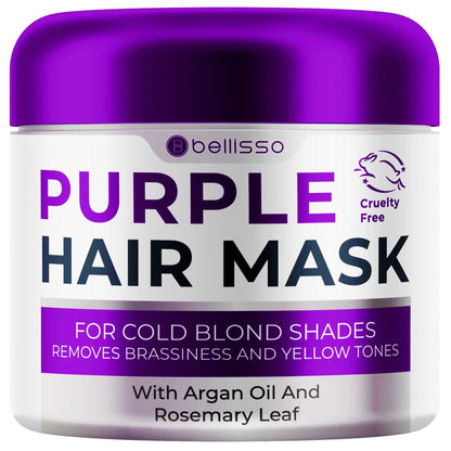BELLISSO Purple Hair Mask - Tiefenpflege & Lila-Toner für blondes, brünettes Haar - Feuchtigkeitsspendende Reparatur nach dem Bleichen für geschädigtes und trockenes Haar - 250 ml