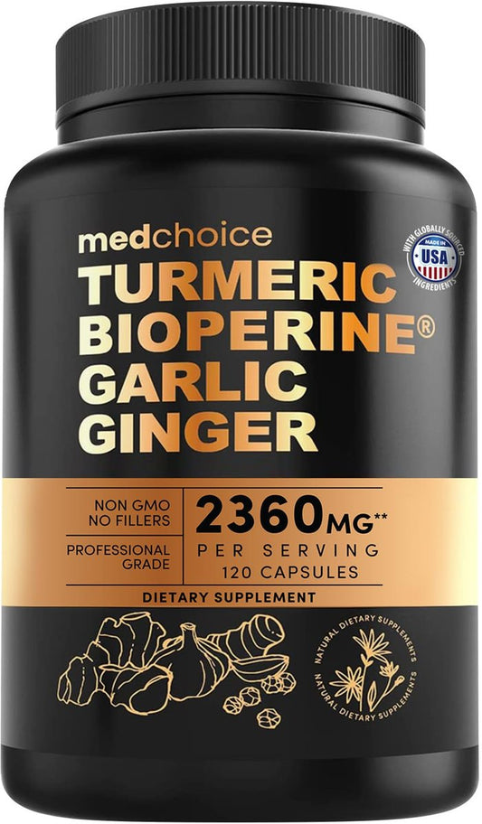 4-in-1 Kurkuma Gelenkunterstützung mit Knoblauch und BioPerin – 2360 mg hochpotente Kräutermischung für Beweglichkeit, tägliche Flexibilität, Verdauungskomfort und aktives Altern (120 Kapseln)