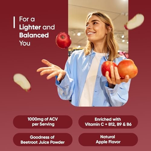 WeightWorld Apfelessig Gummies 1000mg mit der Mutter + Vitamin C, B12, B9, B6, Rote Bete | ACV Gummies für Verdauung, Stoffwechsel, Entgiftung & Reinigung | Vegane Apfelessig Gummies mit Mutter, 90 Stück