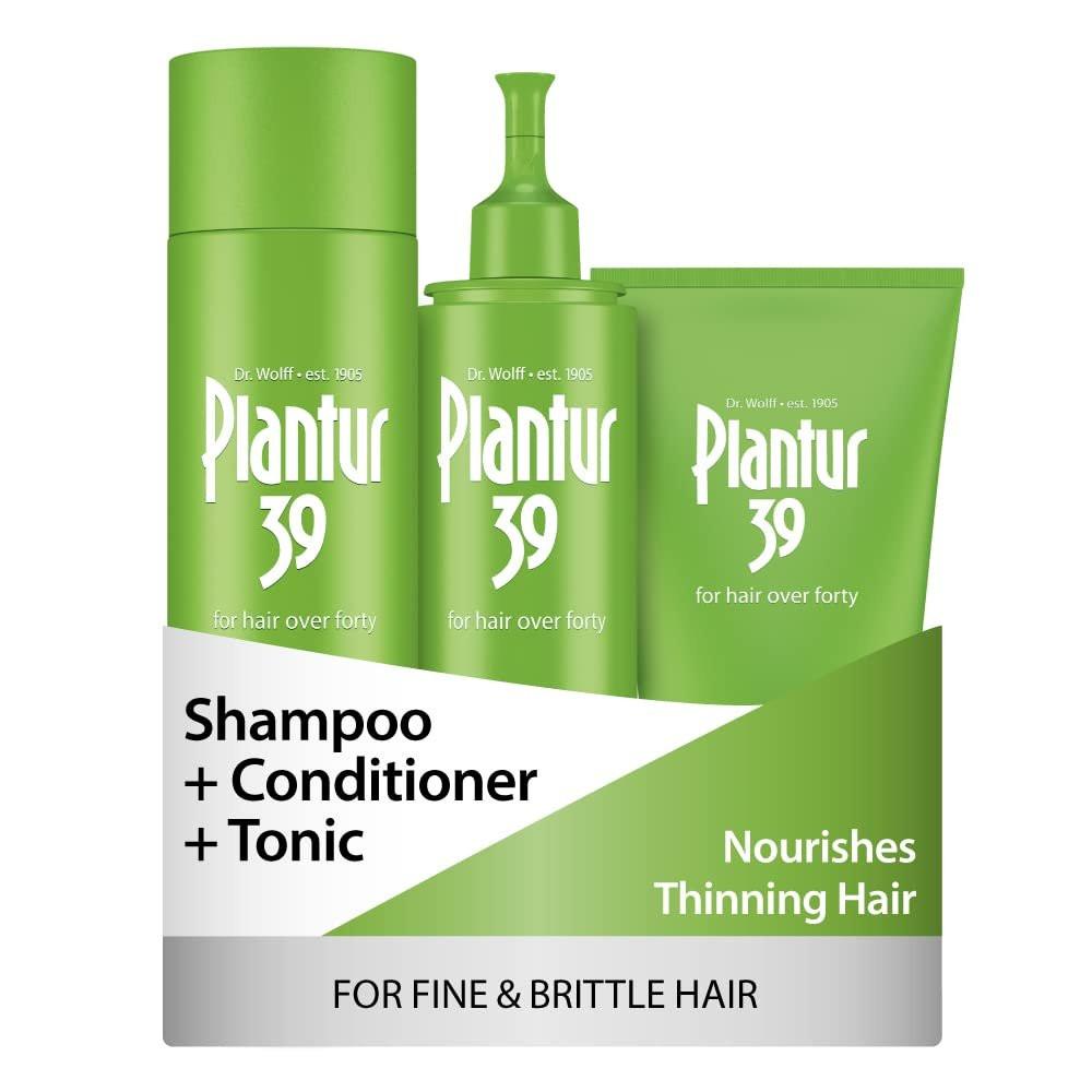 Plantur 39 3-Stufen-System für feines und brüchiges Haar mit Phyto-Koffein-Formel – Shampoo (250 ml), Conditioner (150 ml) und Tonic (200 ml)
