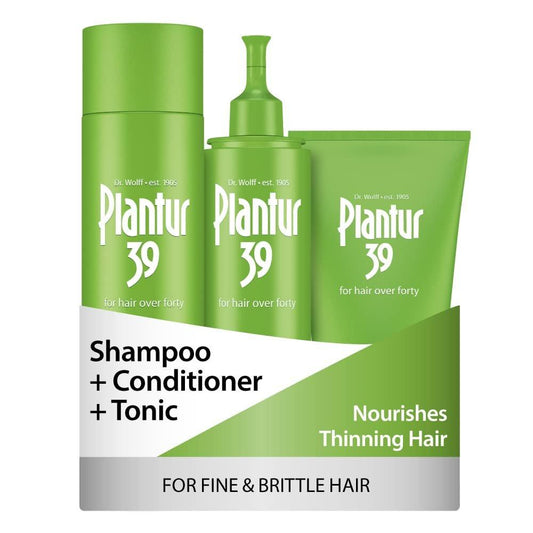 Plantur 39 3-Stufen-System für feines und brüchiges Haar mit Phyto-Koffein-Formel – Shampoo (250 ml), Conditioner (150 ml) und Tonic (200 ml)