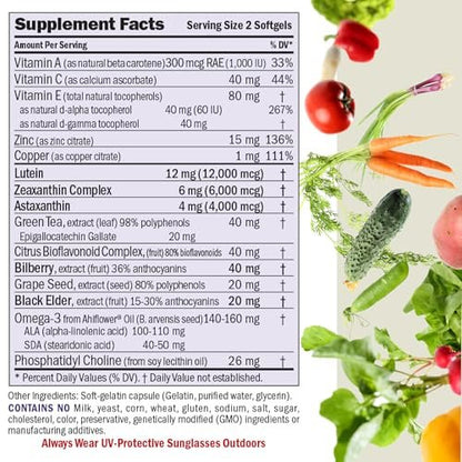 Andrew Lessman Ultimative Augenunterstützung mit Astaxanthin 30 Softgels - 12 mg Lutein, 6 mg Zeaxanthin, 4 mg Astaxanthin, Heidelbeere. Wichtige Nährstoffe zur Unterstützung der Augengesundheit, Förderung einer gesunden Sehkraft. Ohne Zusätze