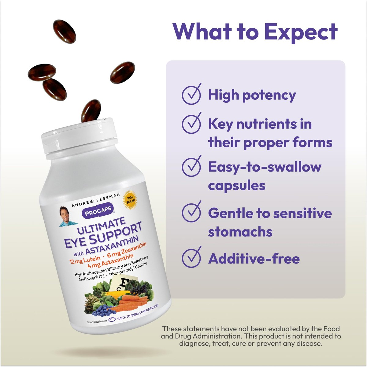Andrew Lessman Ultimative Augenunterstützung mit Astaxanthin 30 Softgels - 12 mg Lutein, 6 mg Zeaxanthin, 4 mg Astaxanthin, Heidelbeere. Wichtige Nährstoffe zur Unterstützung der Augengesundheit, Förderung einer gesunden Sehkraft. Ohne Zusätze