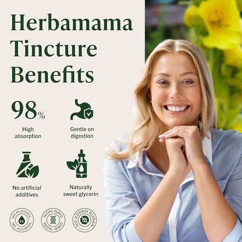 HERBAMAMA Mullein Tropfen für die Lunge – Vegane Lungenreinigung mit Mulleinblattextrakt, Echinacea-Tinktur & Süßholz – Nicht-GVO, Alkohol- & Zuckerfrei – 28-Tage-Versorgung
