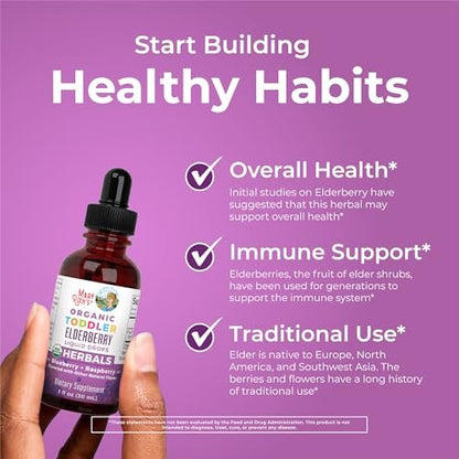 MARYRUTH'S Holunderbeeren-Sirup für Kleinkinder – USDA Bio-Holunder, zuckerfreies Immunsystem-Unterstützung für Kinder von 1-3 Jahren, Clean Label Project Verified®, vegan, non-GMO, glutenfrei, 30 ml
