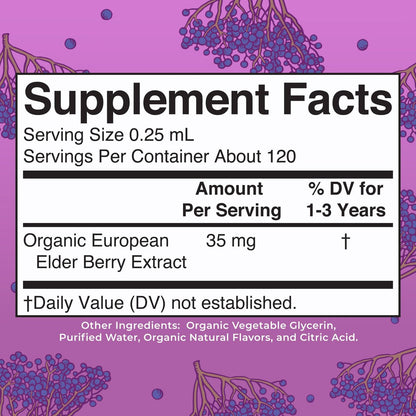 MARYRUTH'S Holunderbeeren-Sirup für Kleinkinder – USDA Bio-Holunder, zuckerfreies Immunsystem-Unterstützung für Kinder von 1-3 Jahren, Clean Label Project Verified®, vegan, non-GMO, glutenfrei, 30 ml