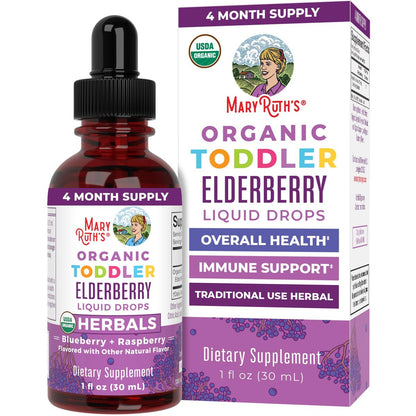 MARYRUTH'S Holunderbeeren-Sirup für Kleinkinder – USDA Bio-Holunder, zuckerfreies Immunsystem-Unterstützung für Kinder von 1-3 Jahren, Clean Label Project Verified®, vegan, non-GMO, glutenfrei, 30 ml