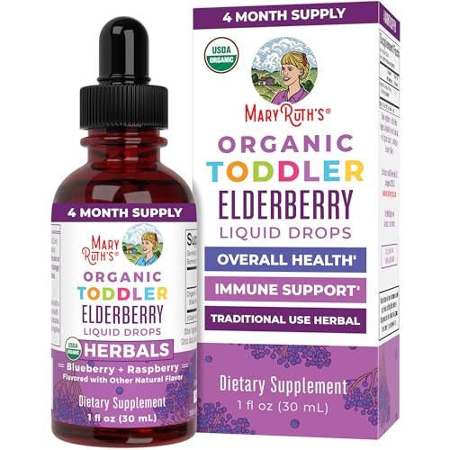 MARYRUTH'S Holunderbeeren-Sirup für Kleinkinder – USDA Bio-Holunder, zuckerfreies Immunsystem-Unterstützung für Kinder von 1-3 Jahren, Clean Label Project Verified®, vegan, non-GMO, glutenfrei, 30 ml