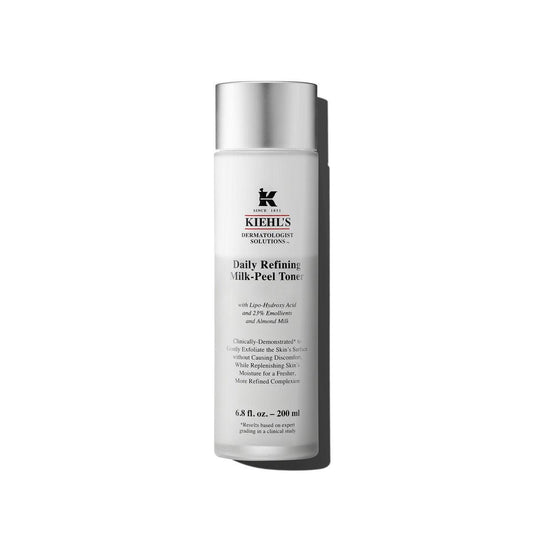 Kiehl's Daily Refining Milk-Peel Toner – Sanftes Peeling-Gesichtswasser zur Verfeinerung der Hautstruktur, Aufhellung und Feuchtigkeitsversorgung mit Lipo-Hydroxy-Säure und Mandelmilch – 200 ml