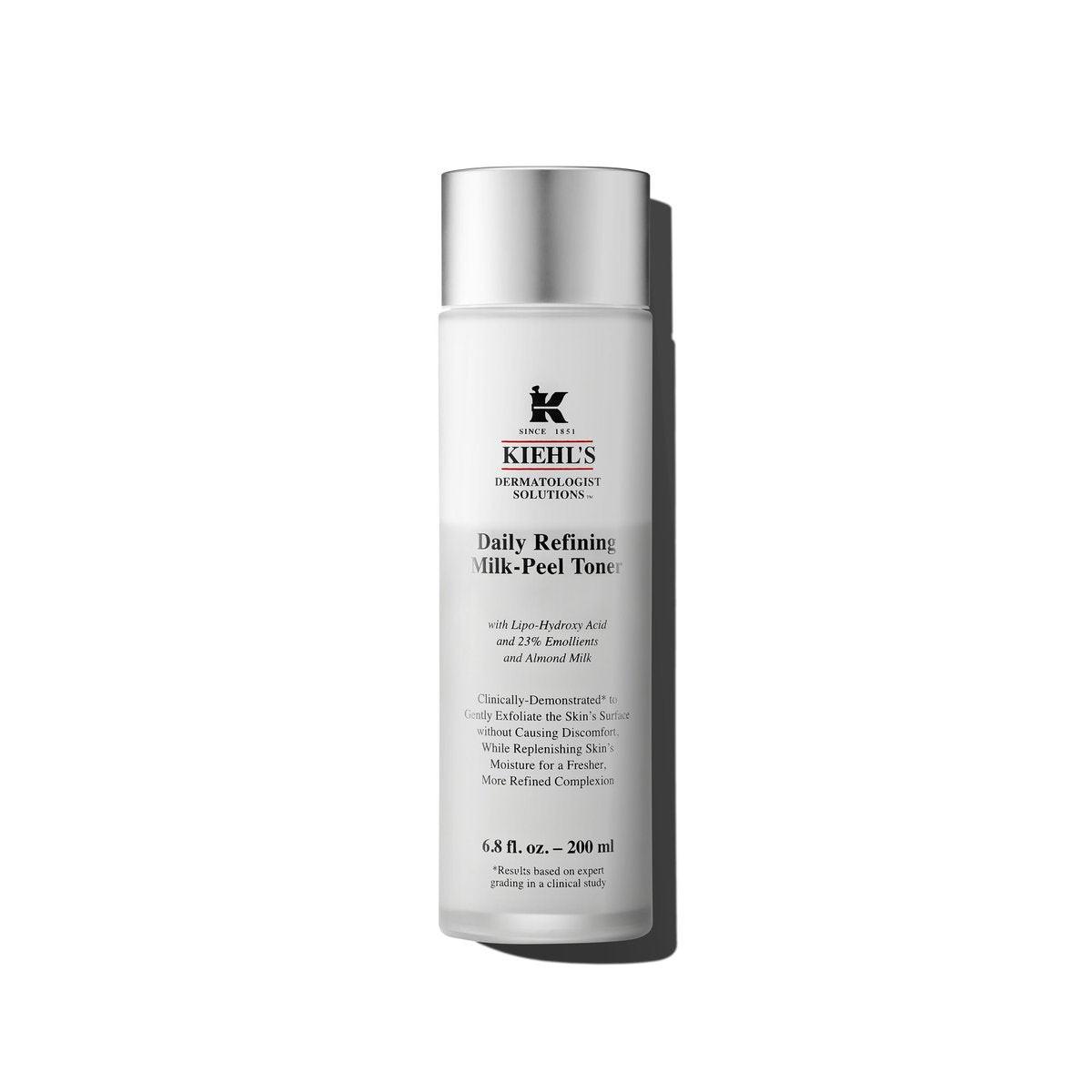 Kiehl's Daily Refining Milk-Peel Toner – Sanftes Peeling-Gesichtswasser zur Verfeinerung der Hautstruktur, Aufhellung und Feuchtigkeitsversorgung mit Lipo-Hydroxy-Säure und Mandelmilch – 200 ml