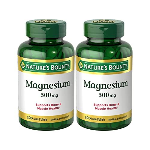 Nature's Bounty Magnesium 500mg Tabletten – 200 Stück (2er-Pack) für Knochen- und Muskelgesundheit