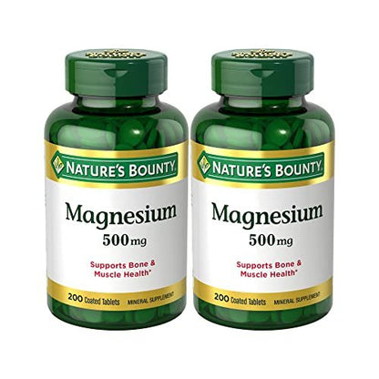 Nature's Bounty Magnesium 500mg Tabletten – 200 Stück (2er-Pack) für Knochen- und Muskelgesundheit