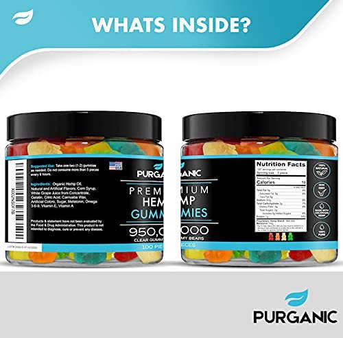 Purganic Hanf-Gummis – Unterstützt Schlaf, Ruhe und Entspannung - Hochdosiert und natürlich mit fruchtigen Aromen - Hergestellt in den USA – 100 Stück