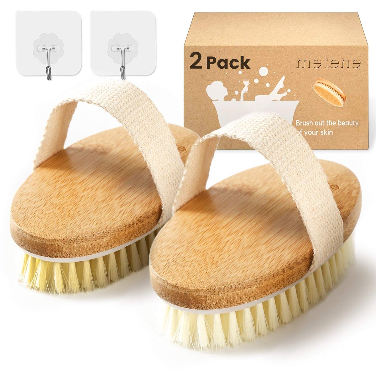 Metene Trockenbürsten-Set für den Körper – 2er-Pack mit weichen und festen Naturborsten zur Hautpflege, Massage und Verbesserung der Durchblutung