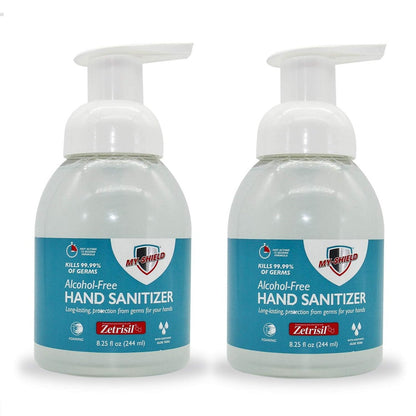 My-Shield Hand Sanitizer Schaum 8,25 oz (2er-Pack) – Alkoholfrei, Lang anhaltender Schutz, Beseitigt 99,9% der Keime, Pflegt mit Aloe Vera, Formuliert mit Zetrisil, FDA-registriert