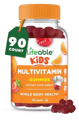 Lifeable Kids Multivitamin Gummies – Leckere Multivitamine für Kinder mit Vitamin A, C, D, E, B6, B12, Zink, Biotin, Folsäure, Jod, Niacin – Für die allgemeine Gesundheit – 90 Gummibärchen