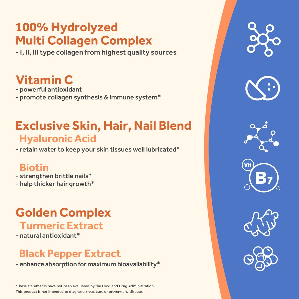 Doctor's Recipes Multi Collagen Peptide mit Gold-Turmeric, Vitamin C, Biotin, Hyaluronsäure & Schwarzem Pfeffer - Kollagen für Haut, Haare, Nägel - 90 Kapseln
