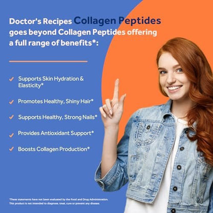 Doctor's Recipes Multi Collagen Peptide mit Gold-Turmeric, Vitamin C, Biotin, Hyaluronsäure & Schwarzem Pfeffer - Kollagen für Haut, Haare, Nägel - 90 Kapseln
