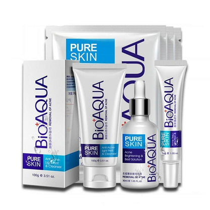BIOAQUA 4-in-1 Gesichtspflegeset – Anti-Akne, Narbenentfernung, Feuchtigkeitspflege, 7-teilig