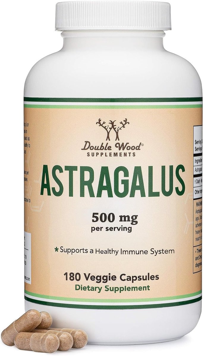 Double Wood Supplements Astragalus 500mg 180 Kapseln – Reich an Flavonoiden und Polysacchariden – Nicht-GVO, glutenfrei, drittgetestet
