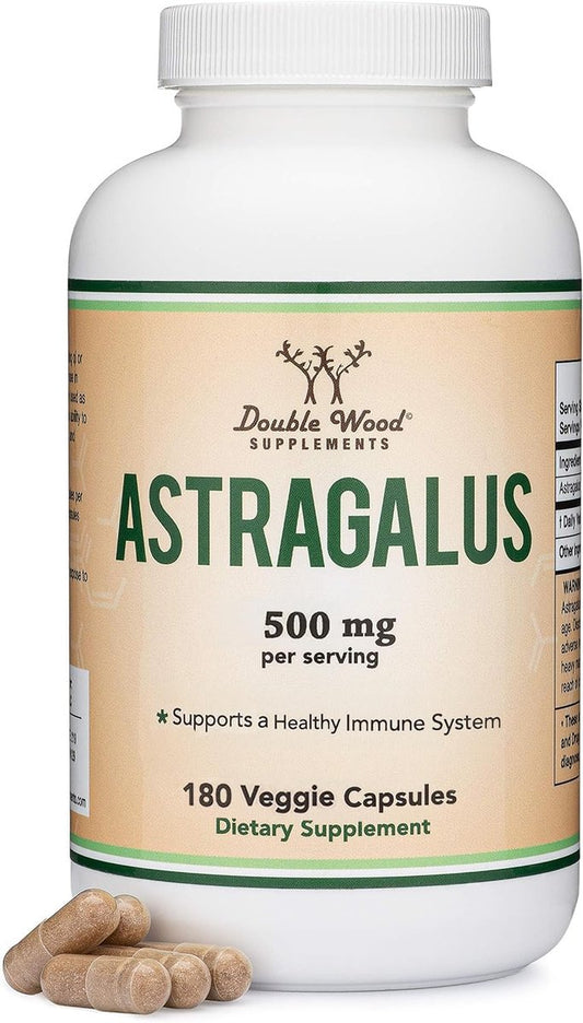 Double Wood Supplements Astragalus 500mg 180 Kapseln – Reich an Flavonoiden und Polysacchariden – Nicht-GVO, glutenfrei, drittgetestet