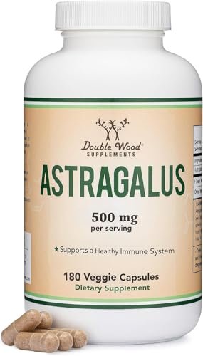 Double Wood Supplements Astragalus 500mg 180 Kapseln – Reich an Flavonoiden und Polysacchariden – Nicht-GVO, glutenfrei, drittgetestet