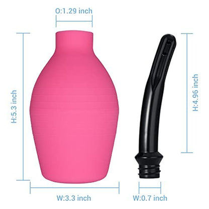 TopQuaFocus 10oz Silikon Einlaufbirne für Männer und Frauen – Darmreinigung, weicher Anal- und Vaginal-Dusche-Aufsatz, 4,8 Zoll (Rot)