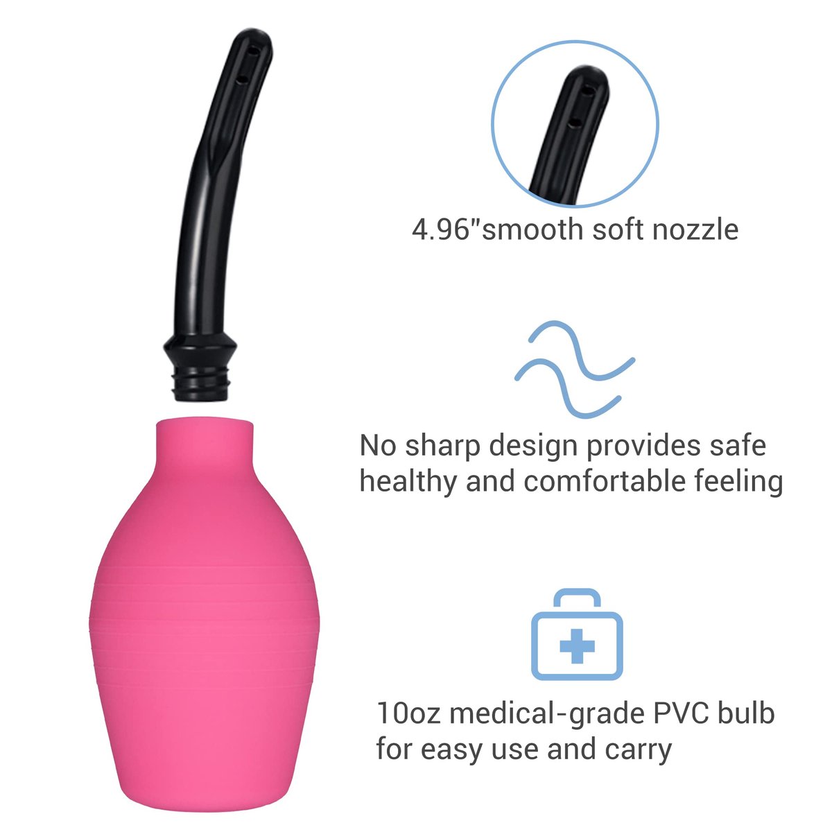 TopQuaFocus 10oz Silikon Einlaufbirne für Männer und Frauen – Darmreinigung, weicher Anal- und Vaginal-Dusche-Aufsatz, 4,8 Zoll (Rot)