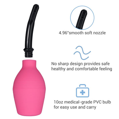 TopQuaFocus 10oz Silikon Einlaufbirne für Männer und Frauen – Darmreinigung, weicher Anal- und Vaginal-Dusche-Aufsatz, 4,8 Zoll (Rot)