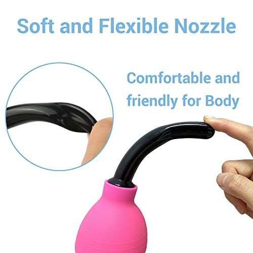 TopQuaFocus 10oz Silikon Einlaufbirne für Männer und Frauen – Darmreinigung, weicher Anal- und Vaginal-Dusche-Aufsatz, 4,8 Zoll (Rot)