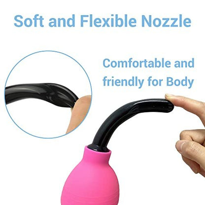 TopQuaFocus 10oz Silikon Einlaufbirne für Männer und Frauen – Darmreinigung, weicher Anal- und Vaginal-Dusche-Aufsatz, 4,8 Zoll (Rot)