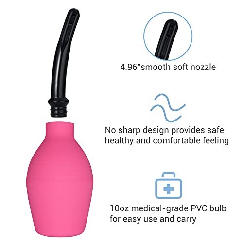 TopQuaFocus 10oz Silikon Einlaufbirne für Männer und Frauen – Darmreinigung, weicher Anal- und Vaginal-Dusche-Aufsatz, 4,8 Zoll (Rot)