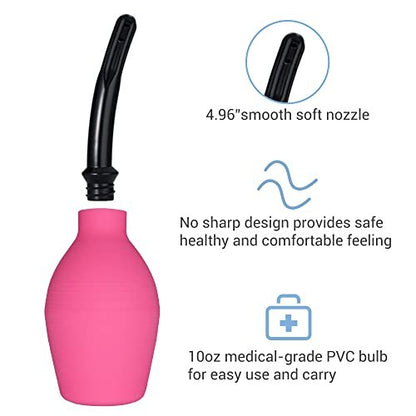 TopQuaFocus 10oz Silikon Einlaufbirne für Männer und Frauen – Darmreinigung, weicher Anal- und Vaginal-Dusche-Aufsatz, 4,8 Zoll (Rot)