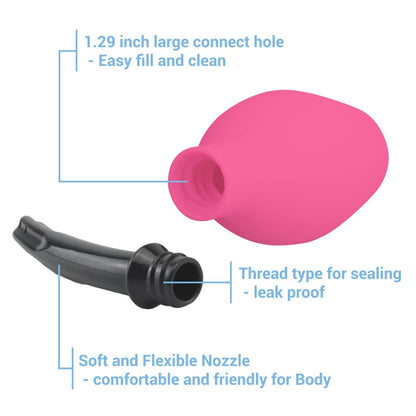 TopQuaFocus 10oz Silikon Einlaufbirne für Männer und Frauen – Darmreinigung, weicher Anal- und Vaginal-Dusche-Aufsatz, 4,8 Zoll (Rot)