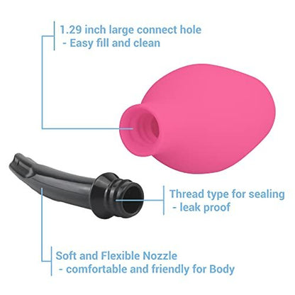 TopQuaFocus 10oz Silikon Einlaufbirne für Männer und Frauen – Darmreinigung, weicher Anal- und Vaginal-Dusche-Aufsatz, 4,8 Zoll (Rot)