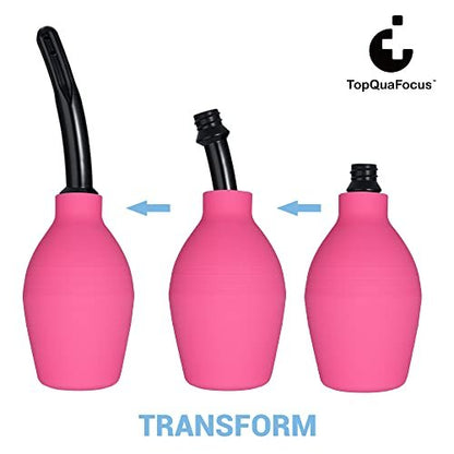 TopQuaFocus 10oz Silikon Einlaufbirne für Männer und Frauen – Darmreinigung, weicher Anal- und Vaginal-Dusche-Aufsatz, 4,8 Zoll (Rot)