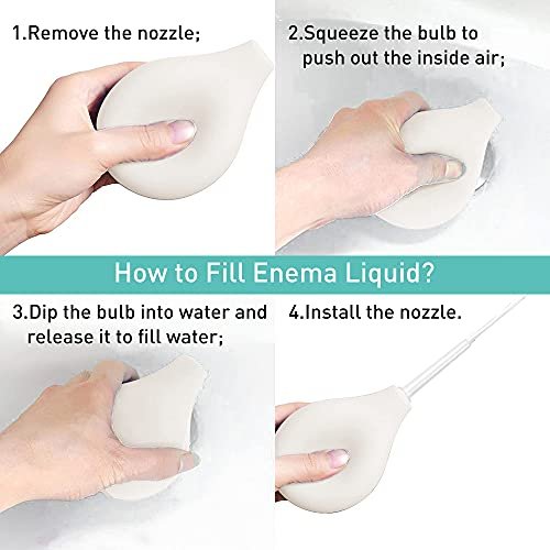 TopQuaFocus 8oz Einlauf-Kit - Anal- und Vaginaldusche für Männer, Spülsystem mit Silikonball und 4 austauschbaren Spitzen (Transparent)
