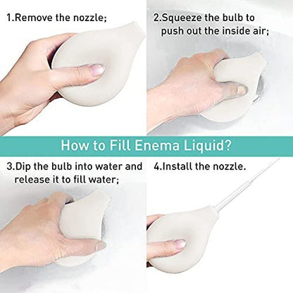 TopQuaFocus 8oz Einlauf-Kit - Anal- und Vaginaldusche für Männer, Spülsystem mit Silikonball und 4 austauschbaren Spitzen (Transparent)