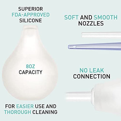 TopQuaFocus 8oz Einlauf-Kit - Anal- und Vaginaldusche für Männer, Spülsystem mit Silikonball und 4 austauschbaren Spitzen (Transparent)