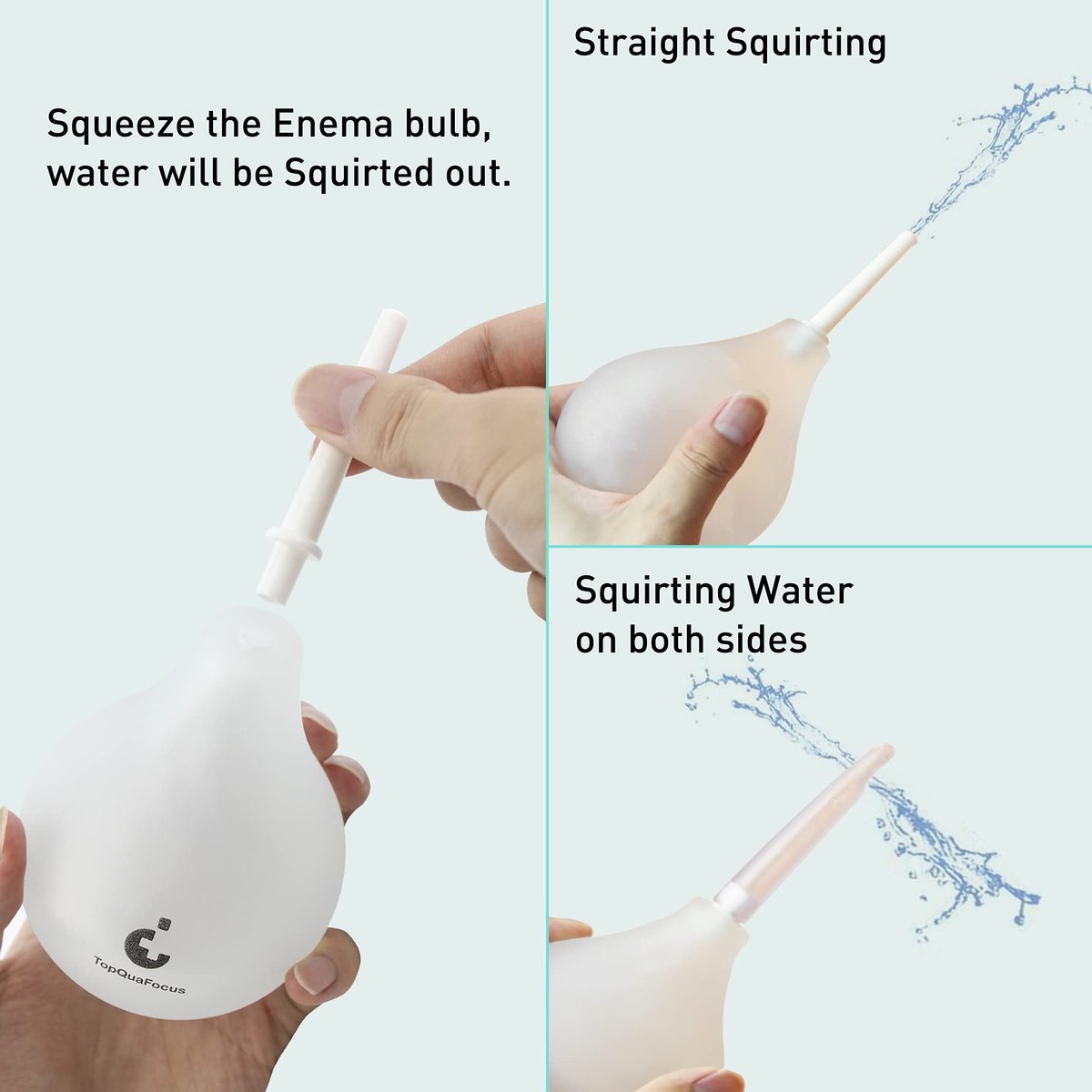TopQuaFocus 8oz Einlauf-Kit - Anal- und Vaginaldusche für Männer, Spülsystem mit Silikonball und 4 austauschbaren Spitzen (Transparent)