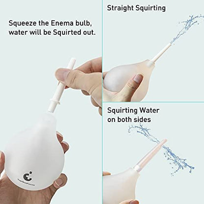 TopQuaFocus 8oz Einlauf-Kit - Anal- und Vaginaldusche für Männer, Spülsystem mit Silikonball und 4 austauschbaren Spitzen (Transparent)