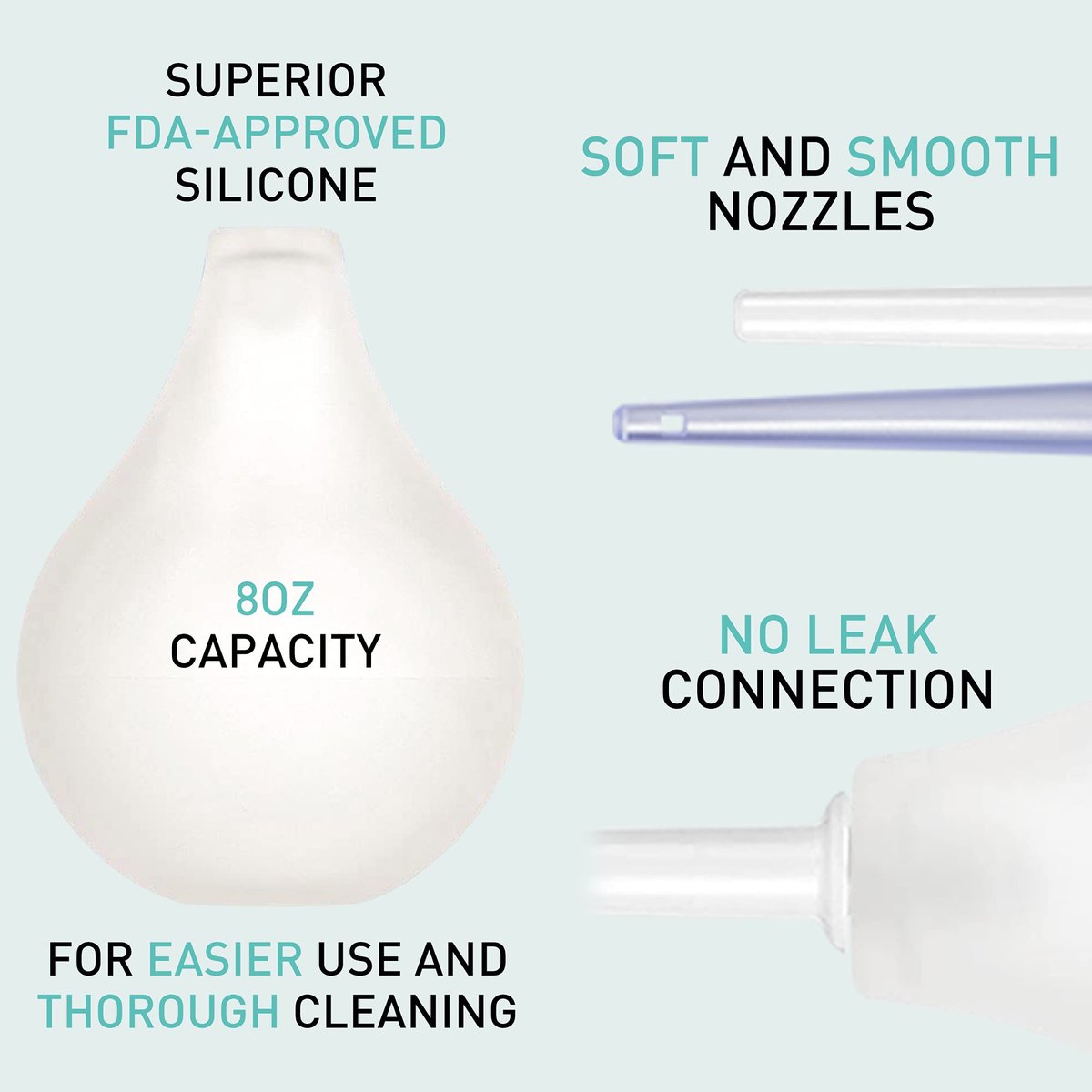TopQuaFocus 8oz Einlauf-Kit - Anal- und Vaginaldusche für Männer, Spülsystem mit Silikonball und 4 austauschbaren Spitzen (Transparent)