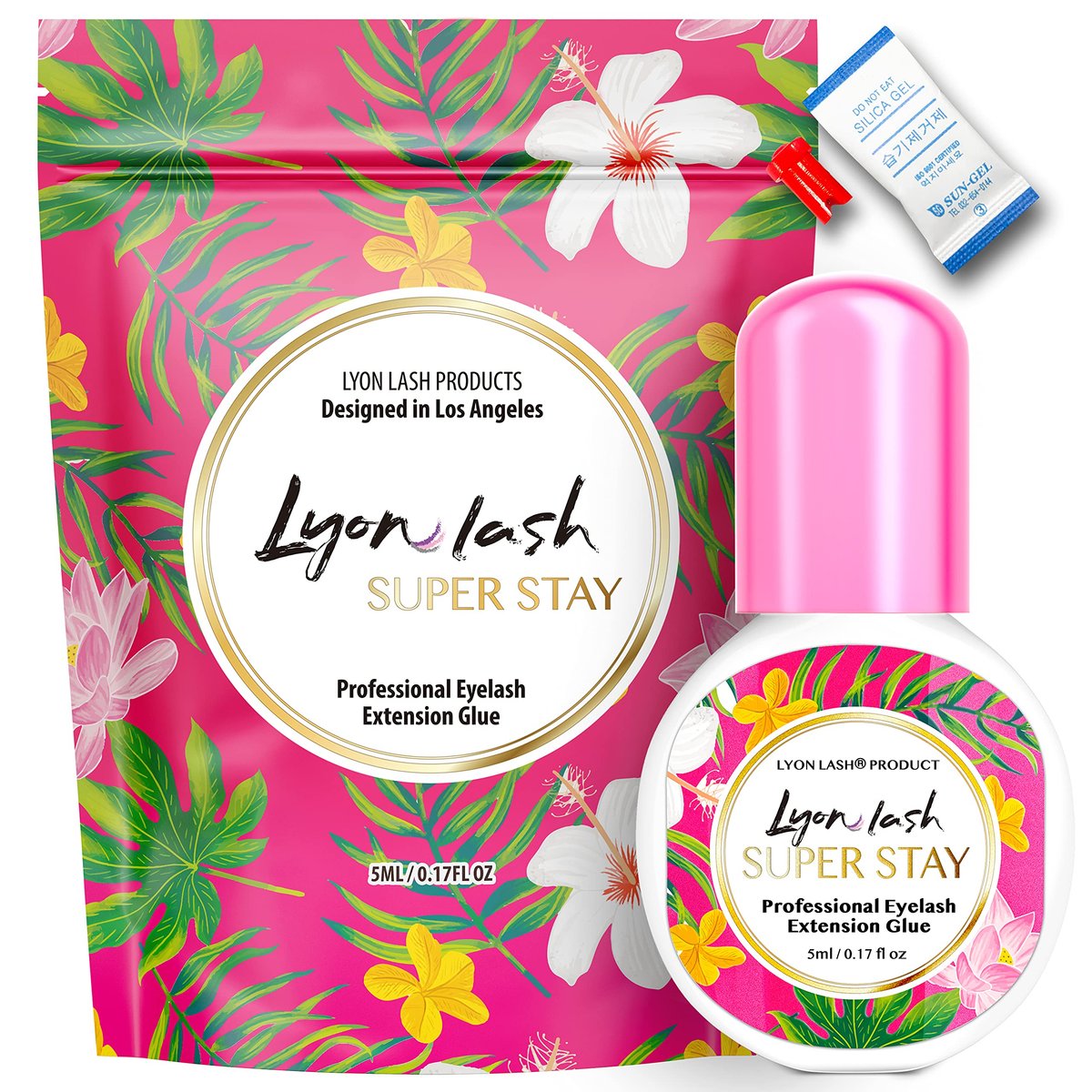 Lyon Lash Super Stay 5ml Wimpernverlängerungskleber | 0,5 Sek. Trocknungszeit | Bis zu 8 Wochen Halt | Schwarzer Klebstoff für den professionellen Einsatz
