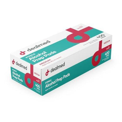 Dealmed Alkoholtupfer – 400 Stück mittelgroß, latexfrei, gamma-sterilisiert, antiseptische Tücher für Erste-Hilfe-Sets, zu Hause und in medizinischen Einrichtungen
