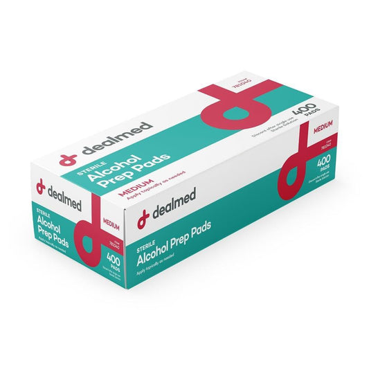 Dealmed Alkoholtupfer – 400 Stück mittelgroß, latexfrei, gamma-sterilisiert, antiseptische Tücher für Erste-Hilfe-Sets, zu Hause und in medizinischen Einrichtungen